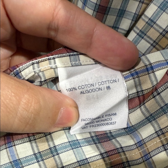 Faconnable Men's Casual Plaid Shirt - Red and White - Picture 4 of 6